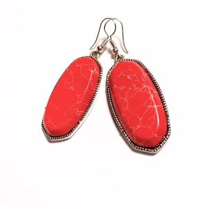 Stone Quest - Red & Silver Earrings